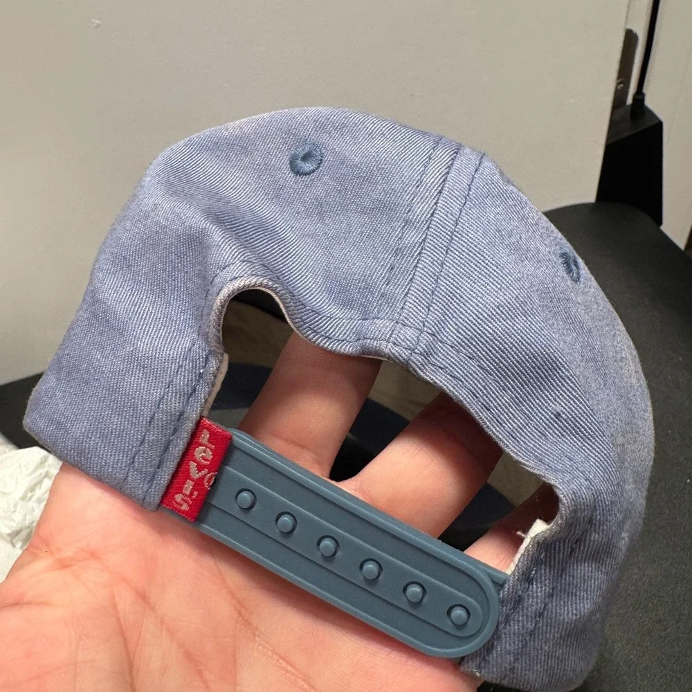 Levi's‎ Hat Cap Men OS Blue Solid Cotton Vintage Y2K Logo Spellout Streetwear